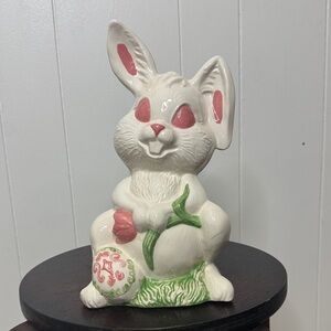 Easter bunny albino rabbit ceramic figure